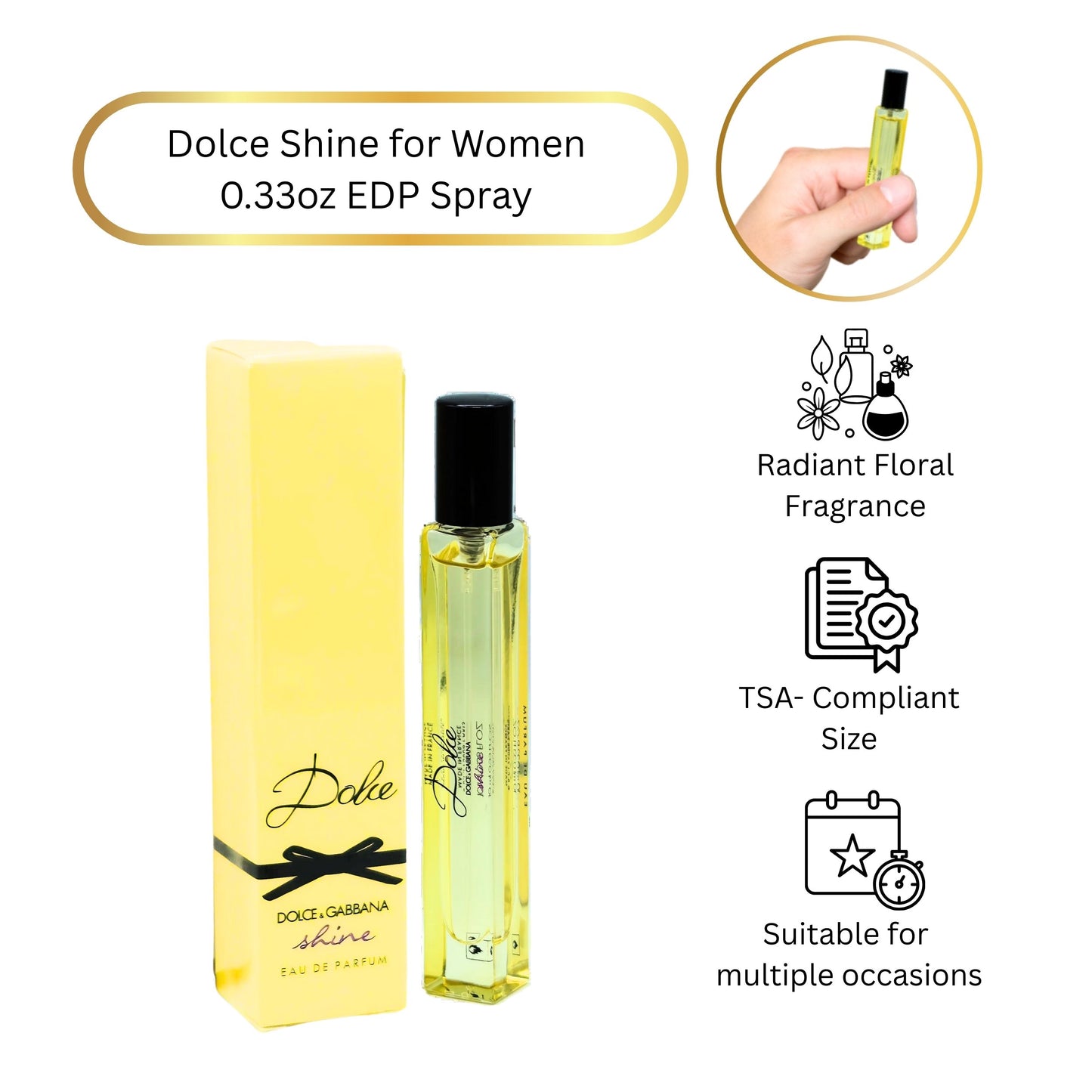 Dolce & Gabbana Dolce Shine Eau de Parfum Rollerball for Women – Travel Size (0.33 oz)