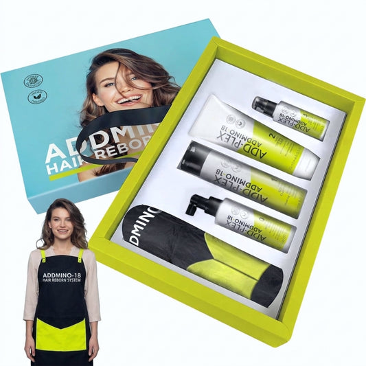 ADDMINO 18 Professional Hair Repair Treatment Kit – Shampoo, Mask, Leave-In Conditioner & Hair Elixir System