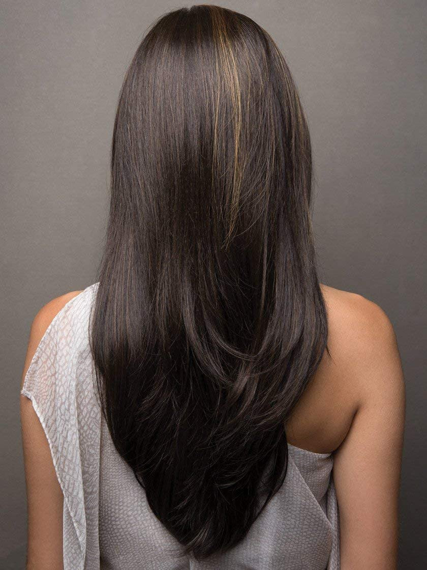 Noriko ANGELICA Partial Monofilament Wig designed for Rene of Paris, Bundle - 2 Items: Wig and Wig Lift Comb (Marble Brown-R)