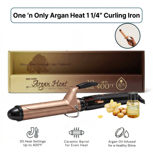 BaBylissPRO One ‘n Only Argan Heat Curling Iron 1.25” – Ceramic Barrel with Argan Oil, Up to 400°F