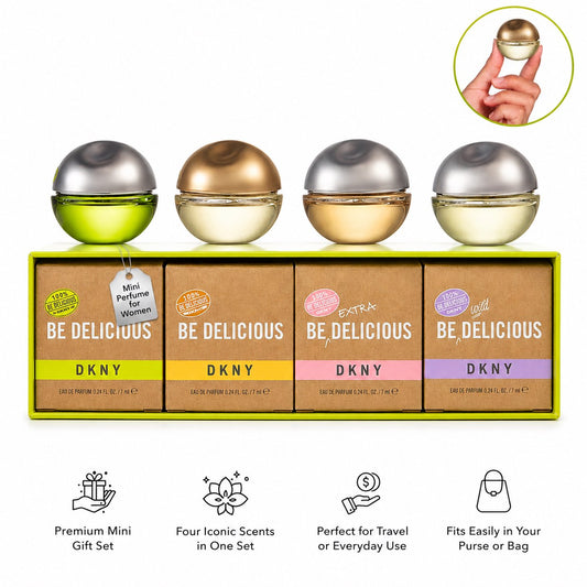 DKNY Be Delicious Mini Perfume Gift Set for Women – 4 Piece Travel Size Collection