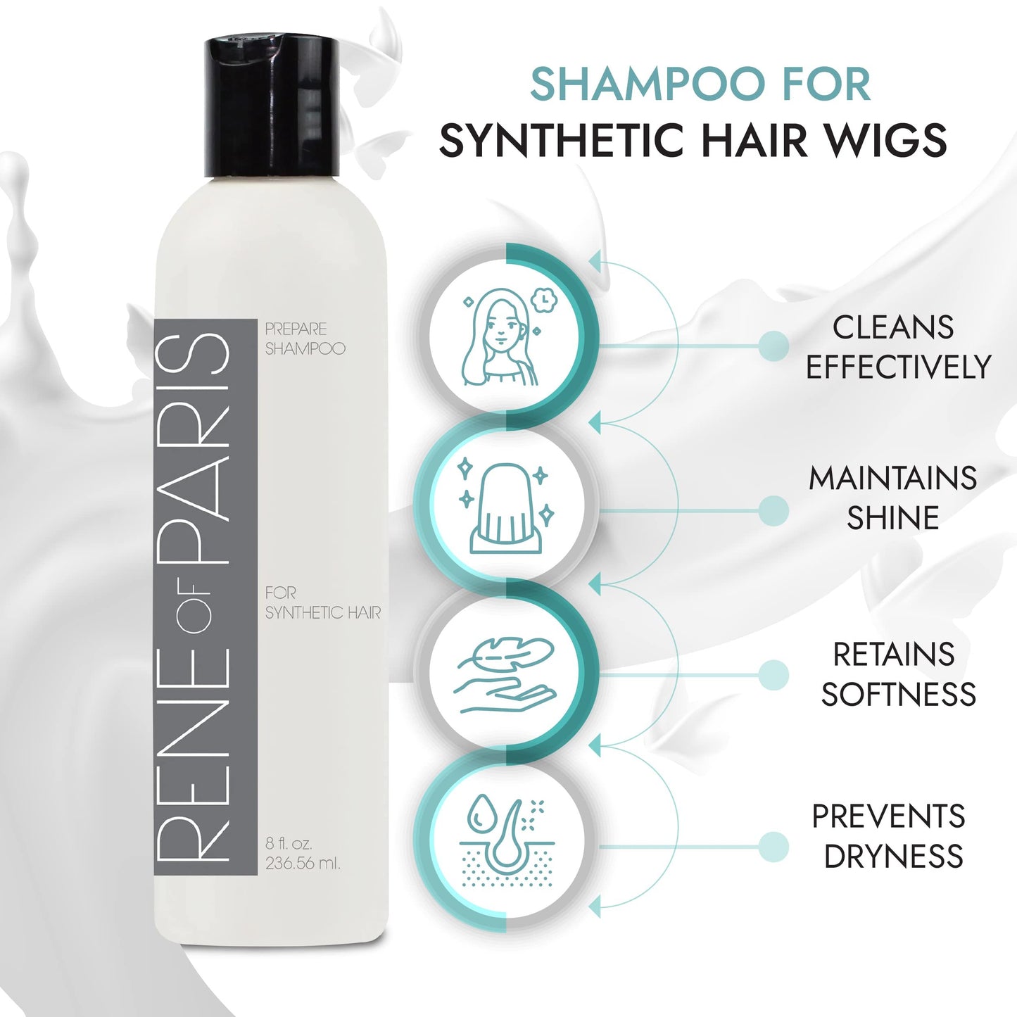 Rene of Paris Prepare Wig Shampoo for Synthetic Wigs/Hair 8 oz.