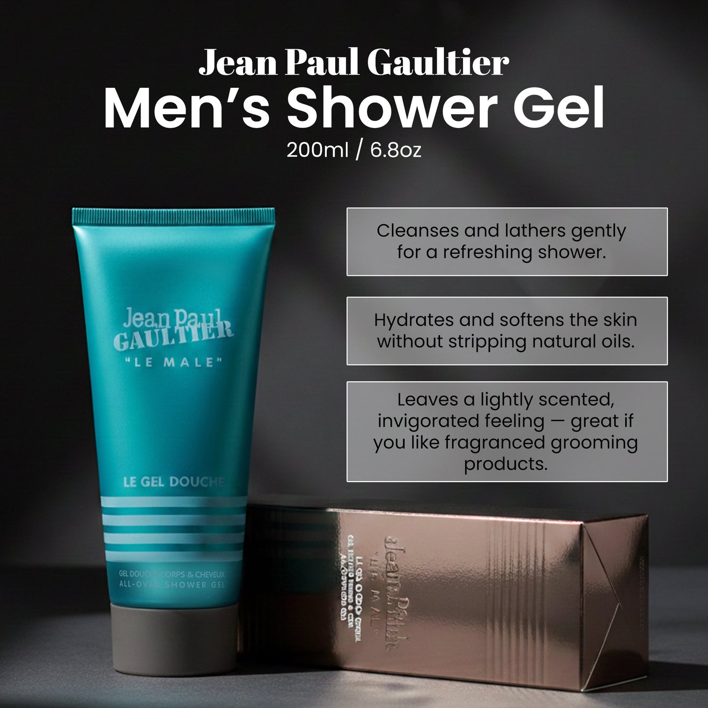 Jean Paul Gaultier Le Male Shower Gel for Men – 6.7 oz Hydrating Body Wash