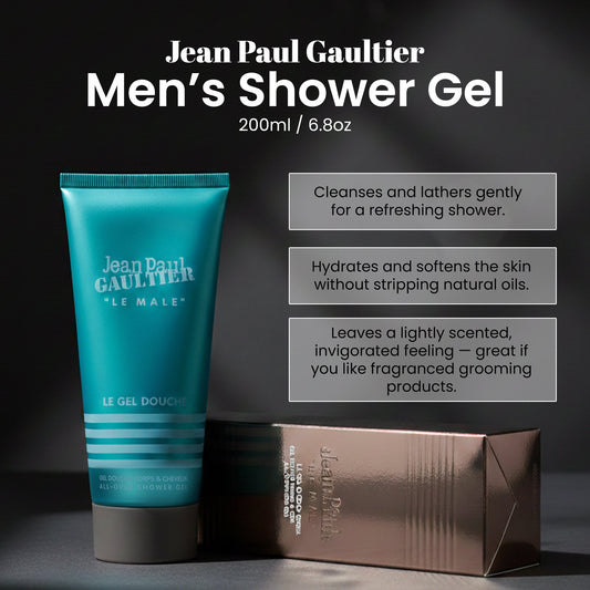 Jean Paul Gaultier Le Male Shower Gel for Men – 6.7 oz Hydrating Body Wash