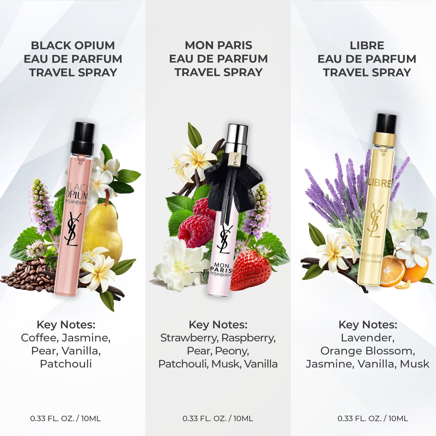 Yves Saint Laurent Perfume for Women EDP Mini Fragrance Travel Spray Gift Set (3 x 0.33 fl oz)