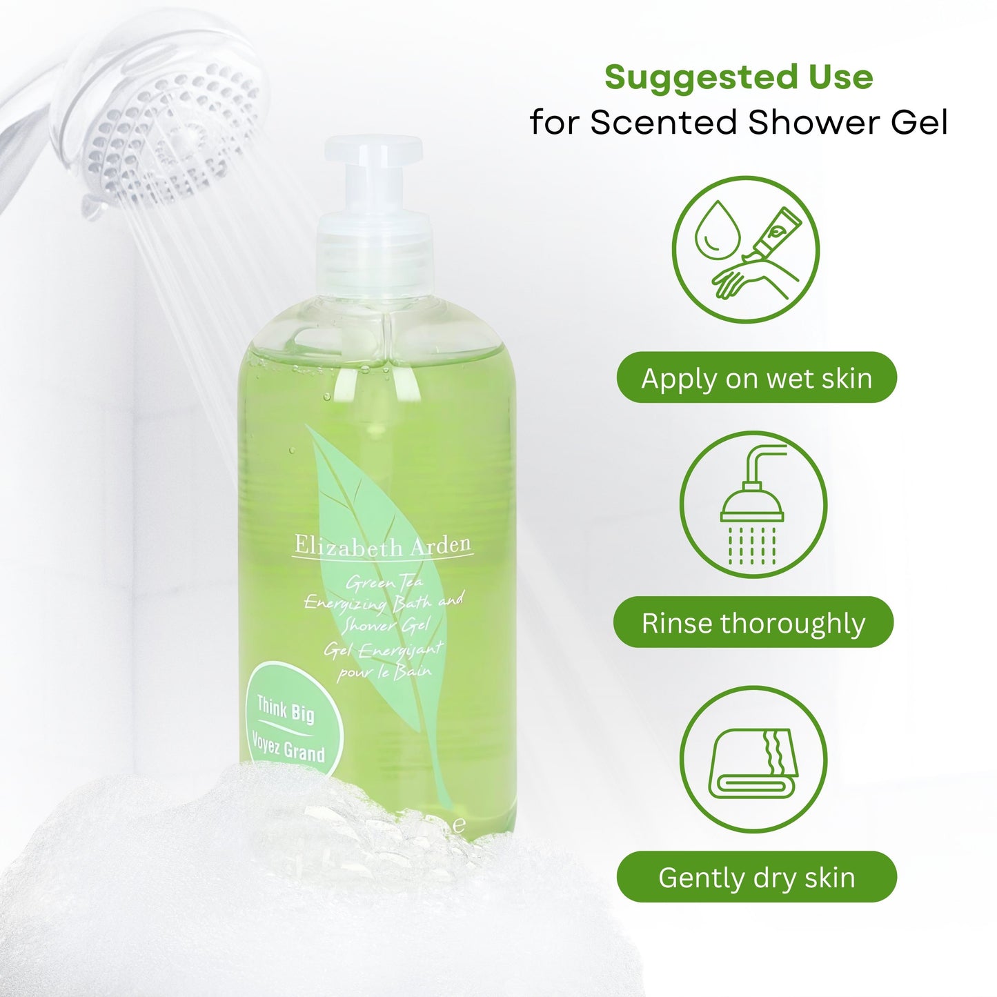 GREEN TEA/ELIZABETH ARDEN SHOWER GEL 16.8 OZ (500 ML) (W)