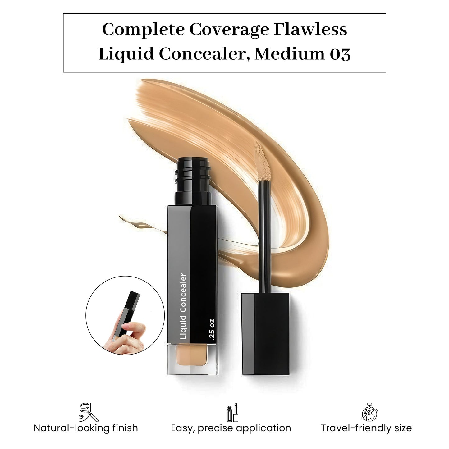 Complete Coverage Liquid Concealer – Medium #03 – Full Coverage Concealer 0.25 oz