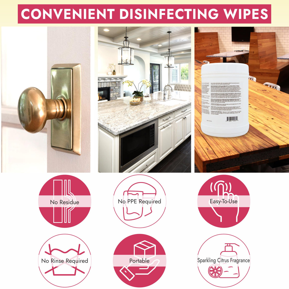 LUCAS-CIDE Disinfecting Wipes - Multi Surface Cleaner Disinfectant Wipes - Convenient Antibacterial Wipes For Cleaning Products - 1 Step Disinfectant Sanitizing Wipes - 160 Cleaning Wipes Travel Size