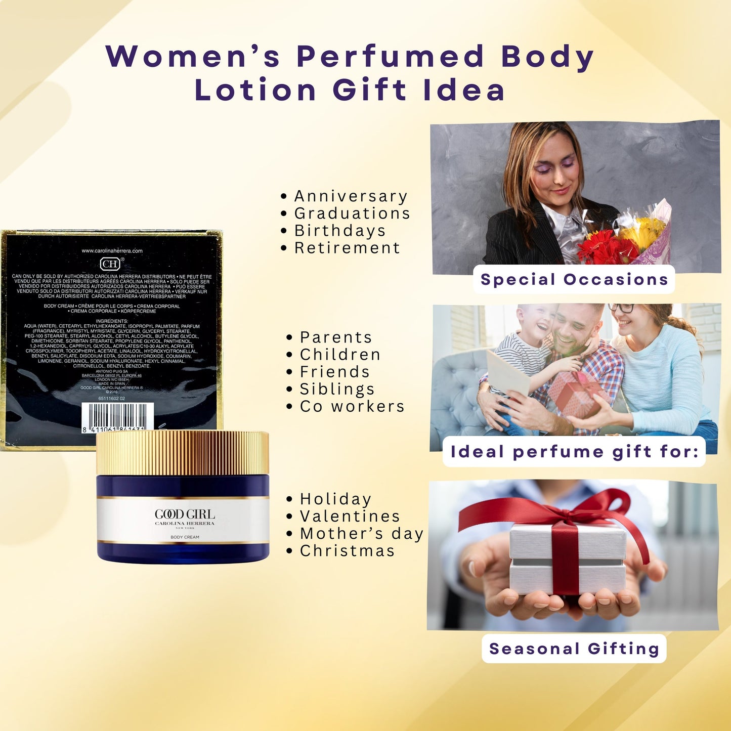 Carolina Herrera Good Girl Body Cream 6.8 Oz - Luxurious Moisturizer for All Skin Types - Non-Greasy & Fragrant
