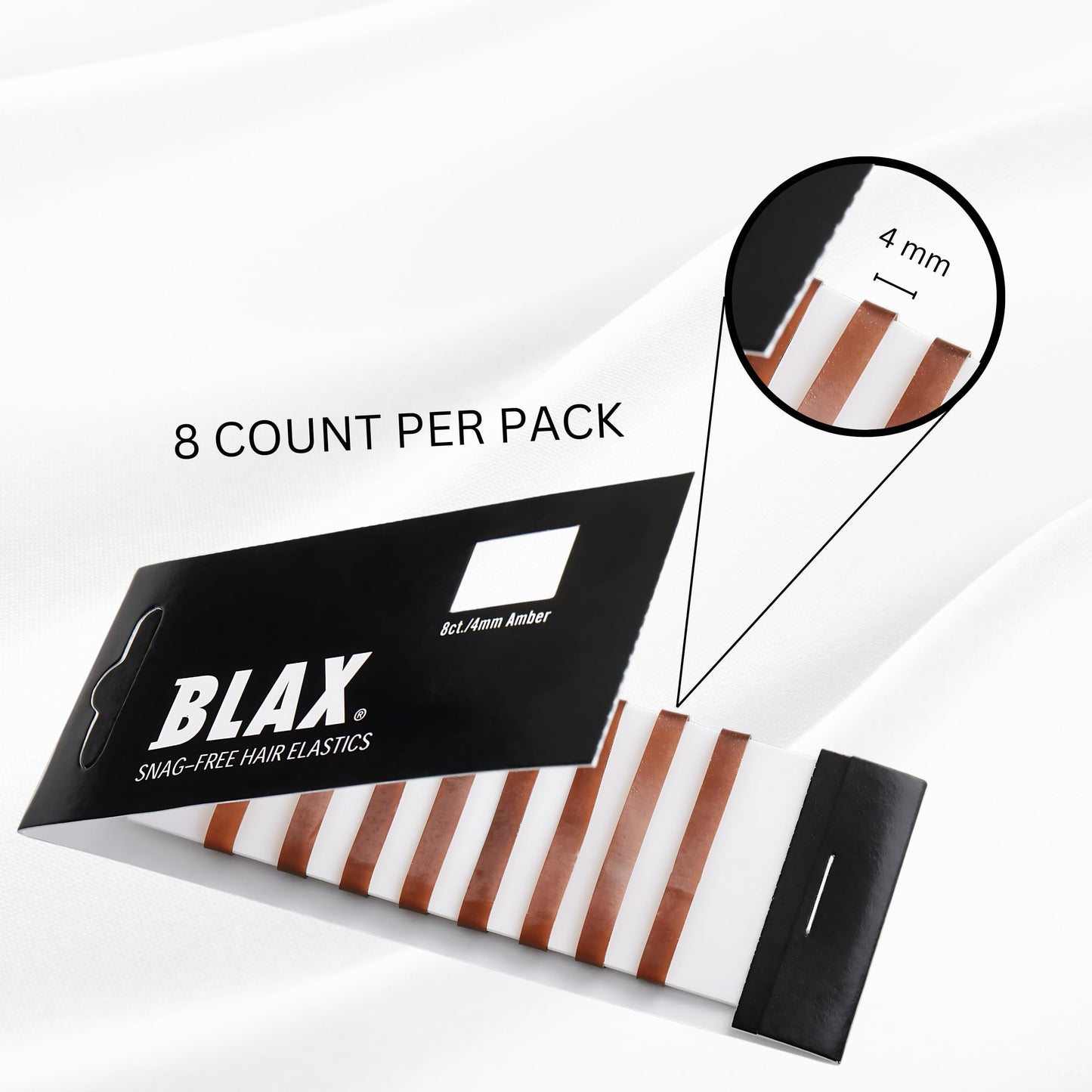 Blax Brown Hair Elastics – Snag-Free Hair Ties, No-Damage Bands, 4mm 8 Count (2 Pack)