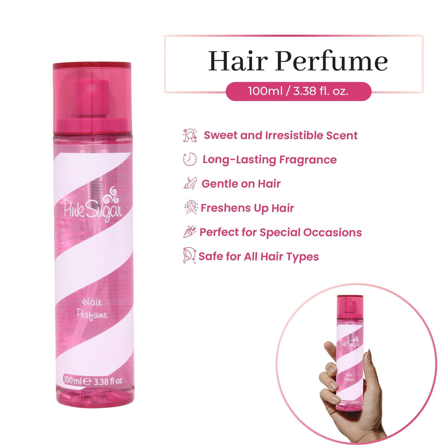 Aquolina Pink Sugar Hair Perfume, 3.38oz