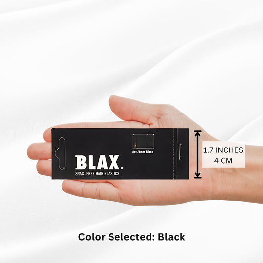 Blax Black Elastic Hair Ties - Snag-Free, Seamless, No-Damage Bands, 4mm 8 Count (2 Pack)