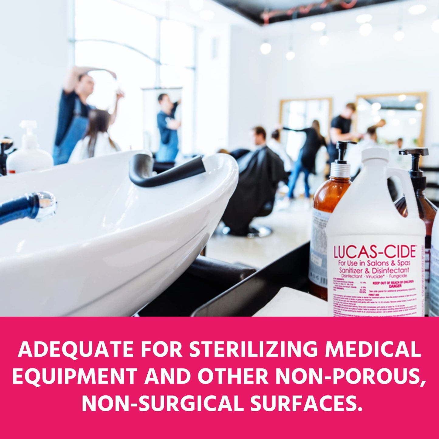 LUCAS-CIDE Salon and Spa Disinfectant Multipurpose Surface Sanitizer, Hospital Grade, EPA Disinfectant Cleaning Supplies Solution 1 Gallon - Pink…