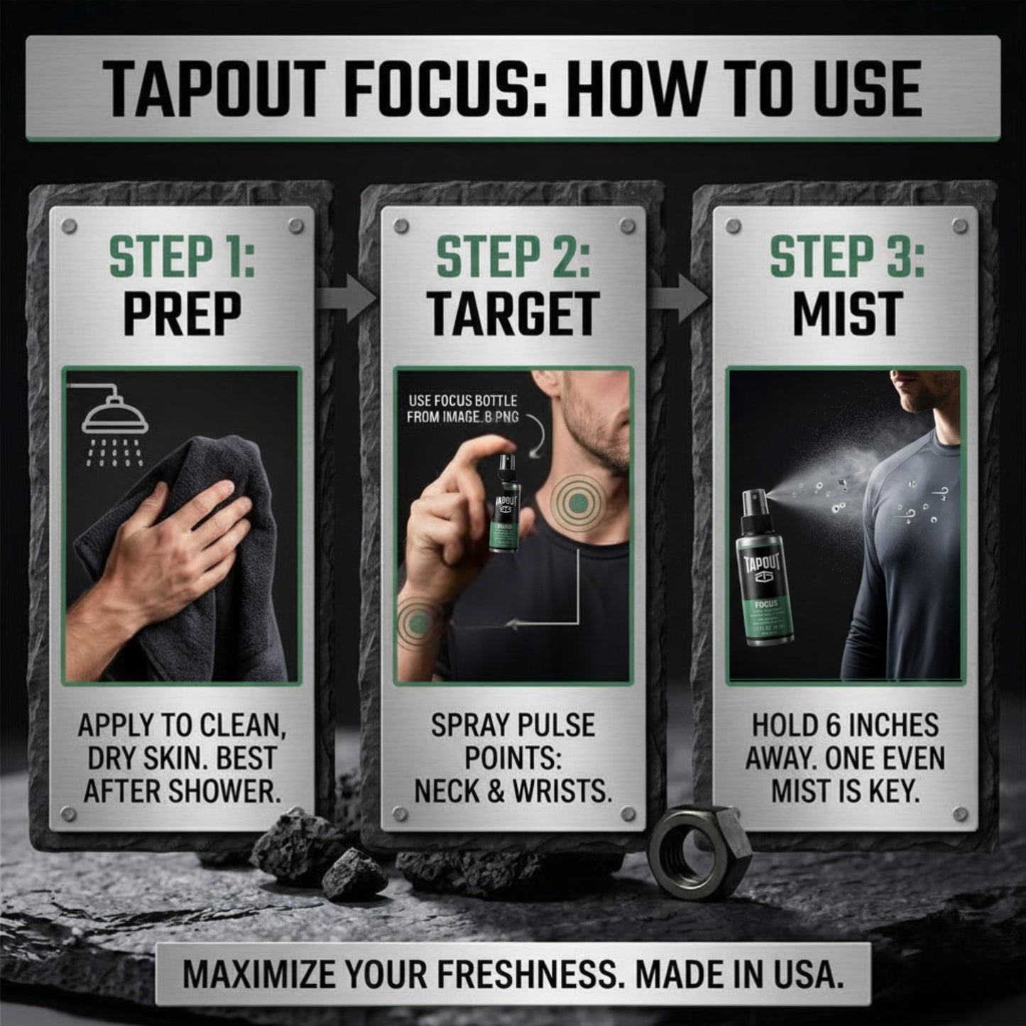 Focus by Tapout Men's Body Spray 1.5oz , pack of 1
