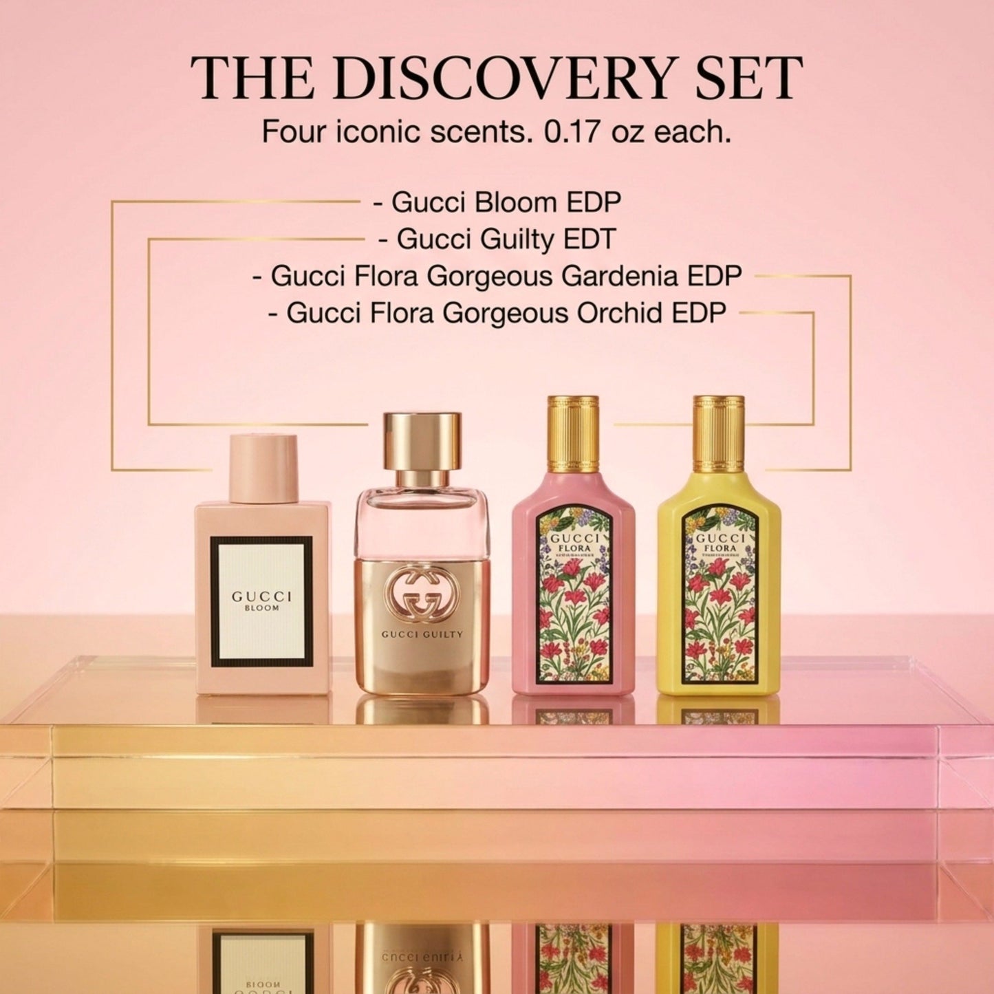 Gucci Perfume for Women Gift Set 4 Piece Variety Mini EDP Travel Splash 0.17 Ounce each