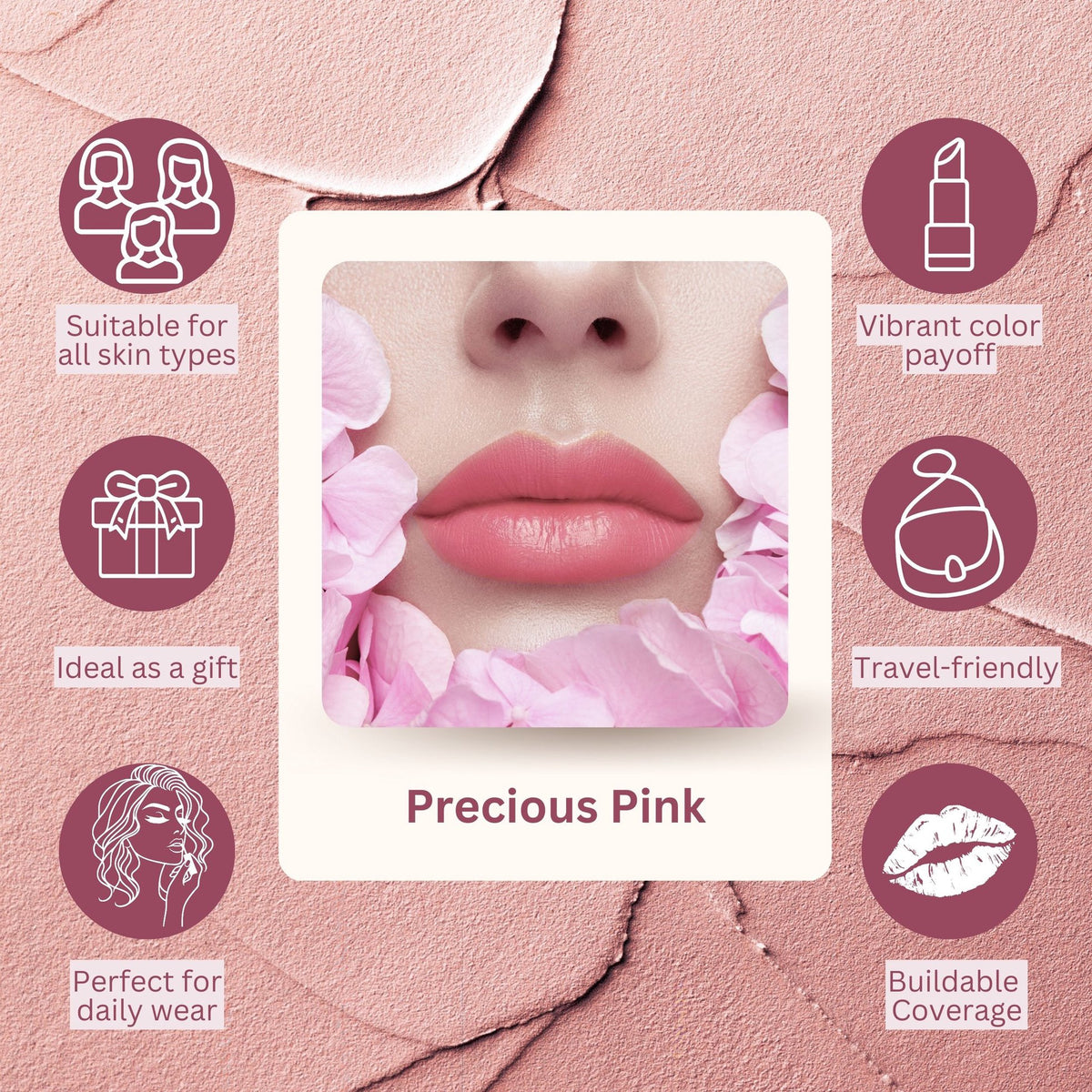 Luxury High-Pigment Matte Lipstick for Women Color-PRECIOUS PINK