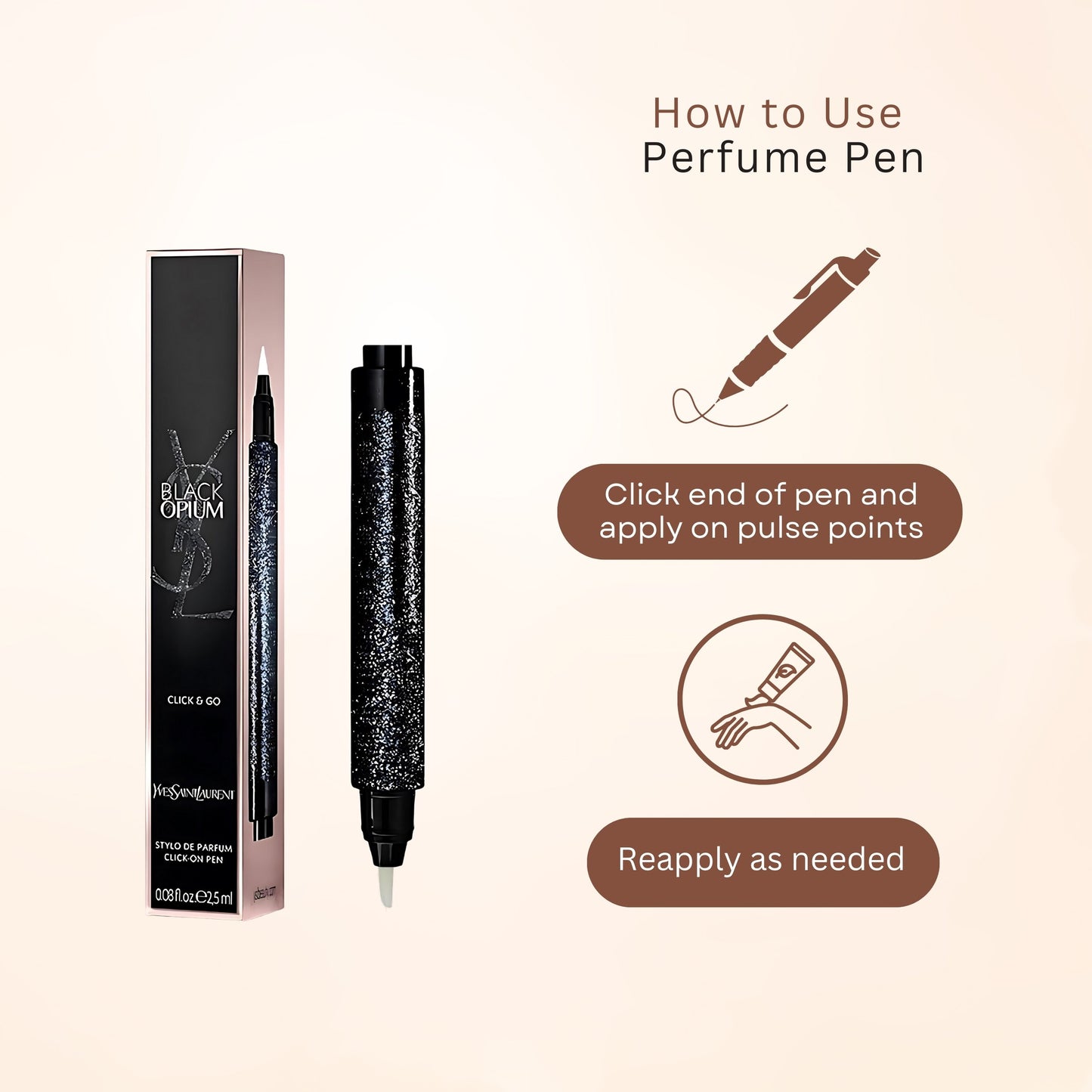 Yves Saint Laurent Black Opium Eau de Parfum Click & Go Click-On Pen 0.8 oz 2.5ml