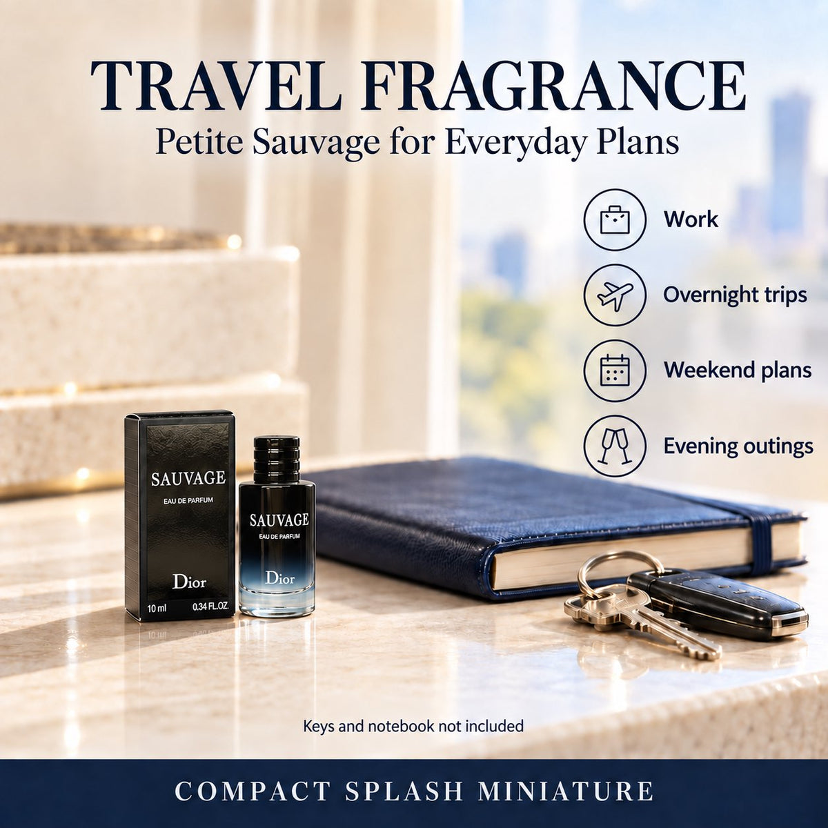 Dior Sauvage Perfume for Men Mini EDP Travel Splash 0.34 ounce