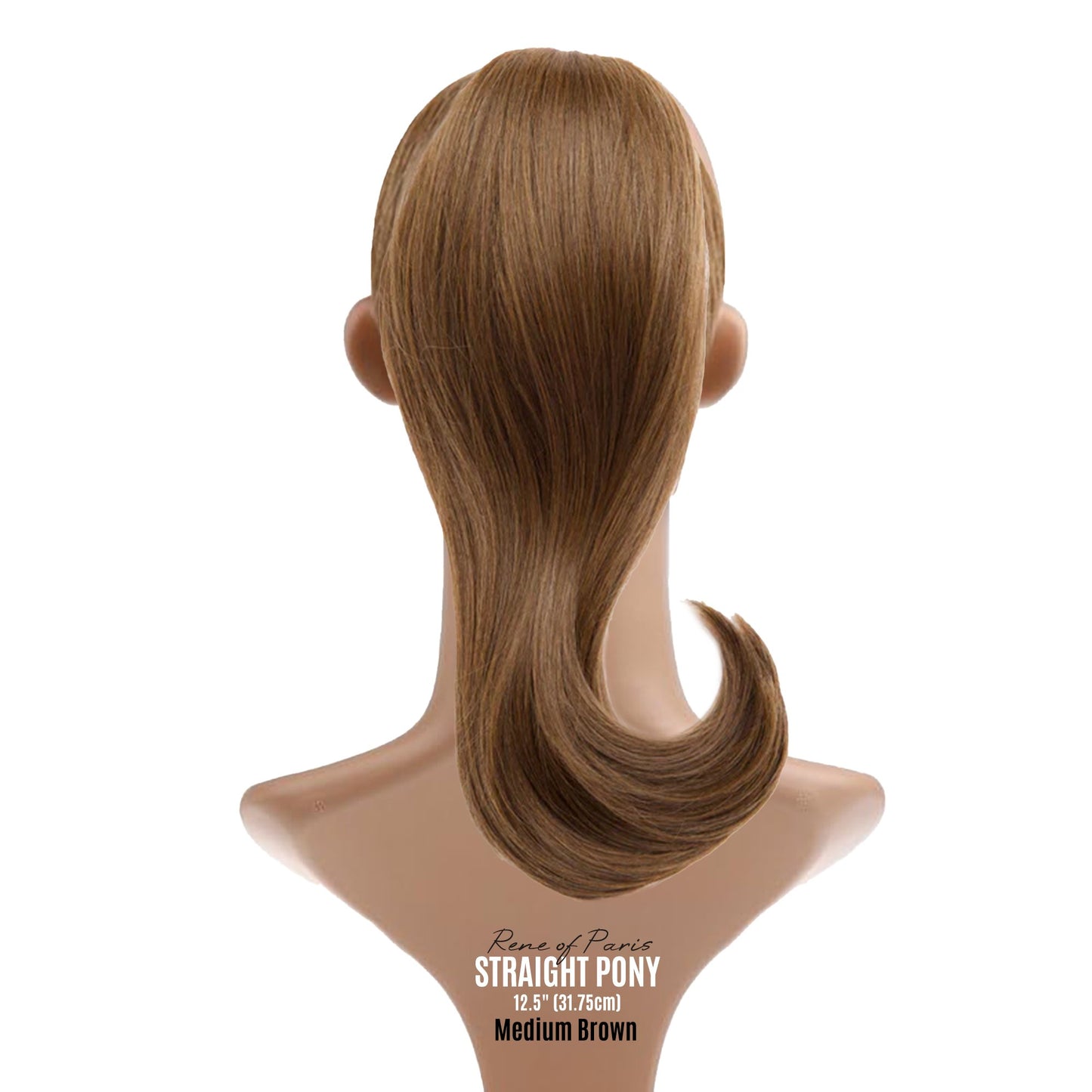 Rene of Paris Straight Ponytail Hair Extension – Medium Brown Synthetic Clip-In