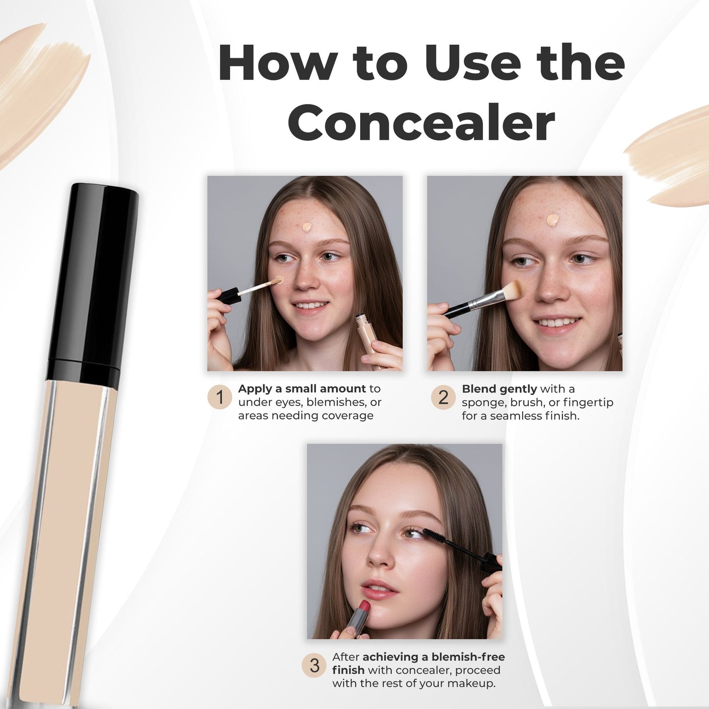 Adjustable Coverage Concealer #06 Medium with Neutral Undertone - Lightweight, Crease-Resistant Formula
