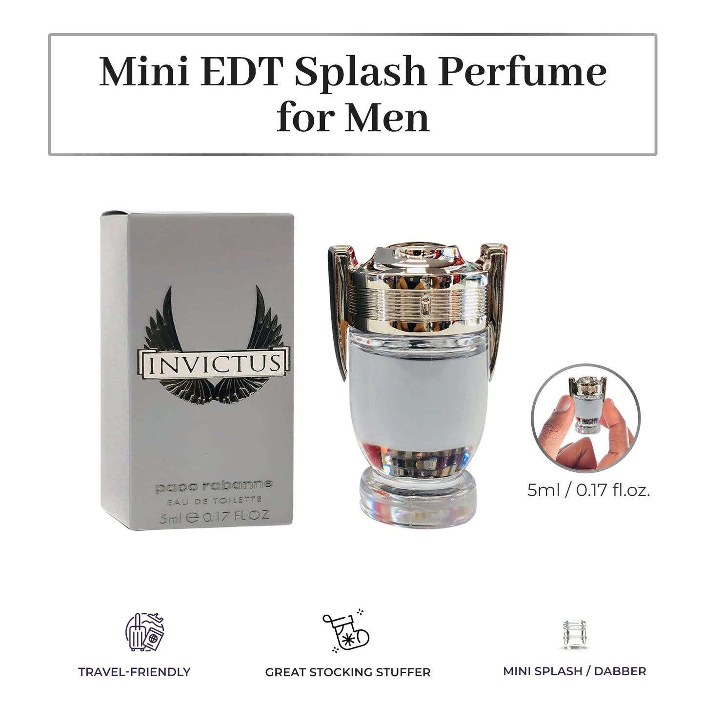 Paco Rabanne Invictus Eau de Toilette for Men, 0.17 Fl Oz Mini/Splash