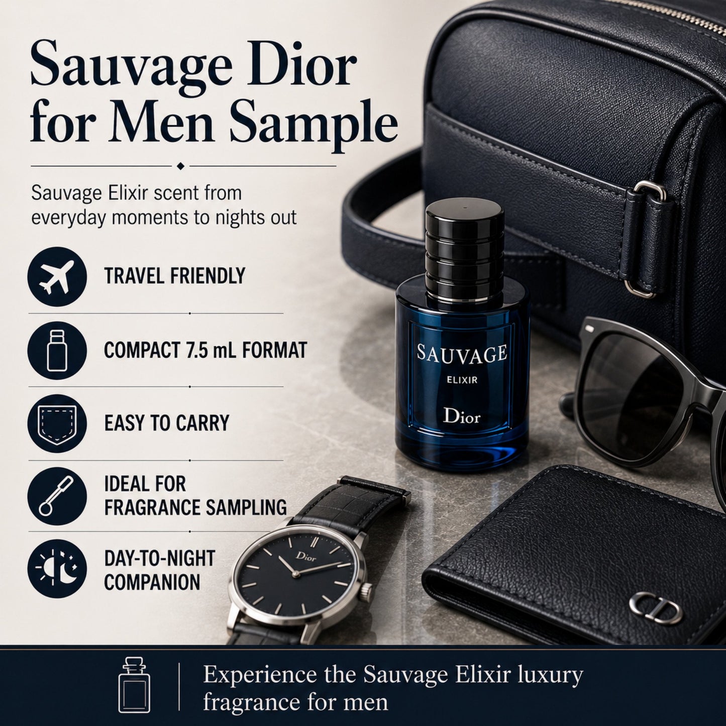 Dior Sauvage Elixir 0.25 Fl Oz / 7.5 mL Deluxe Travel Size Mini Bottle