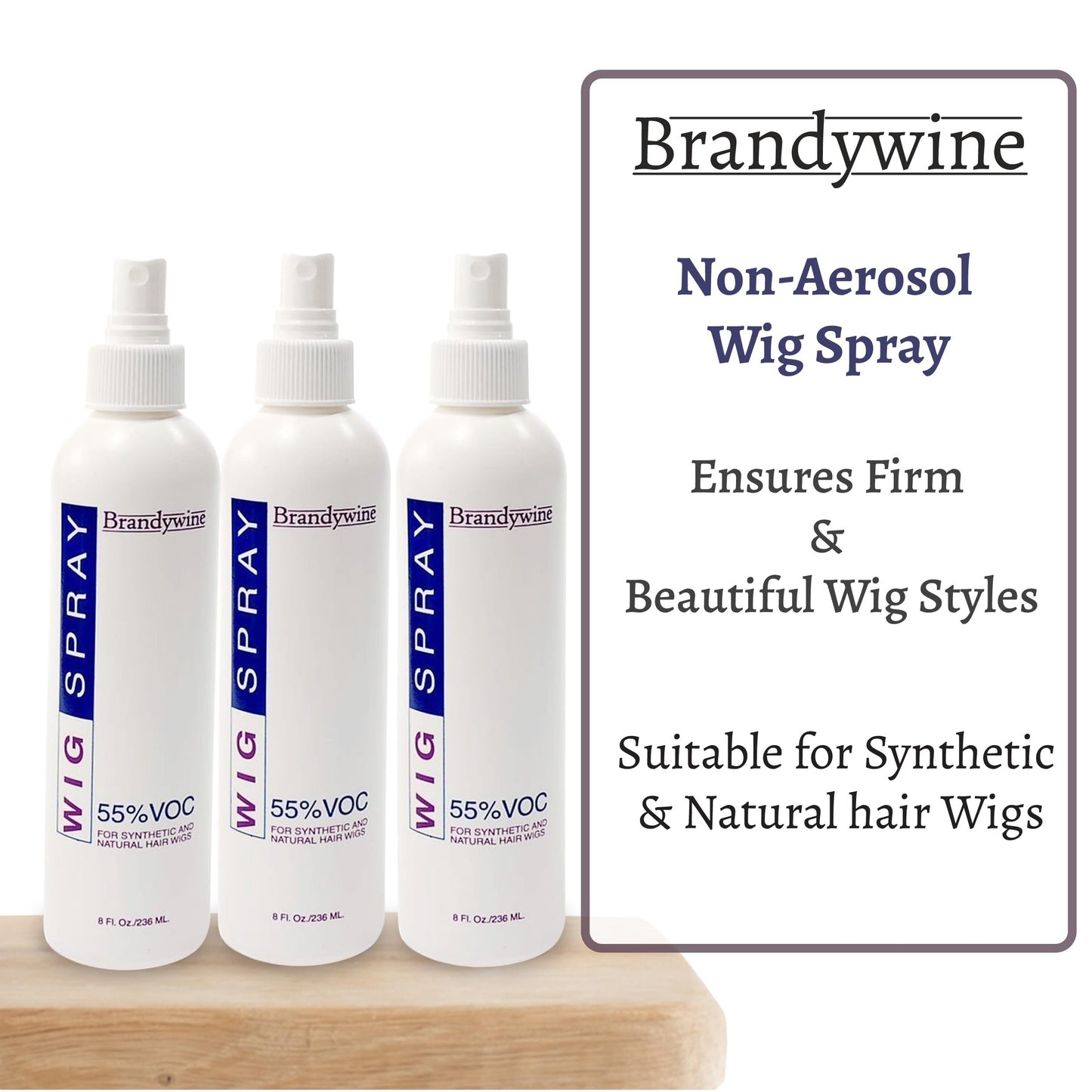 Brandywine Non-Aerosol Wig Spray for Synthetic and Natural Hair Wigs (3 Pack)
