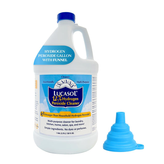 Lucasol Food Grade Hydrogen Peroxide 12% – 1 Gallon (128 Fl Oz) with Funnel