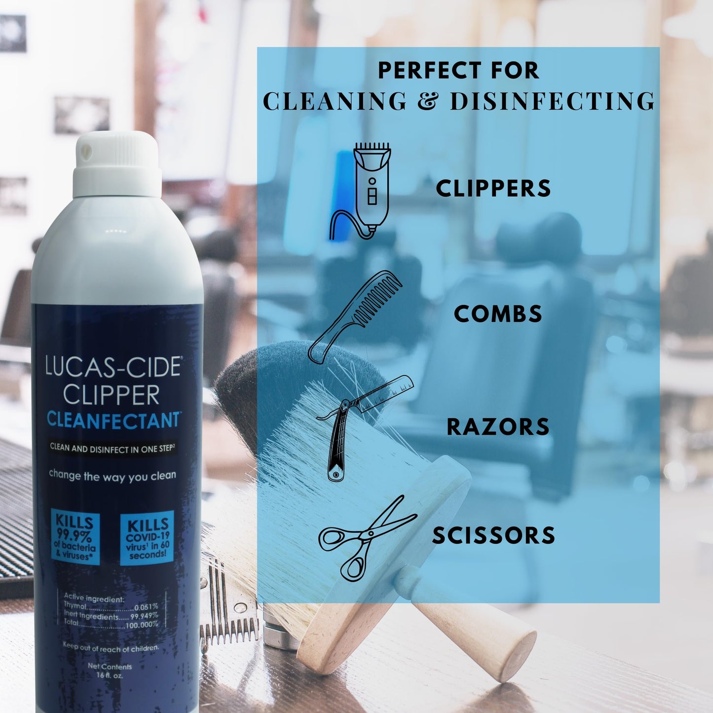 Lucas-Cide Cleanfectant Clipper Cleaner and Blade Maintenance Spray 16 fl oz