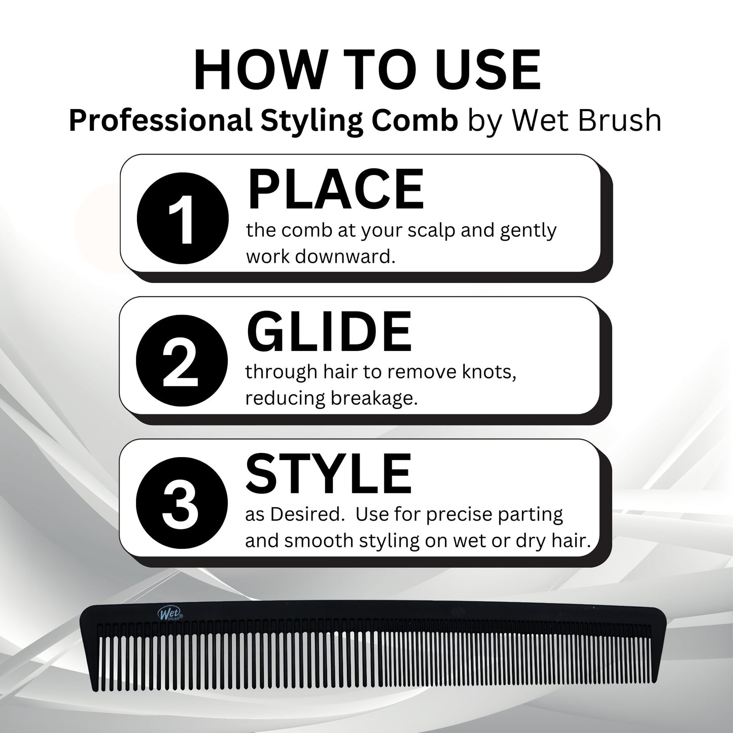 Wet Brush Professional Styling Comb for All Hair Types – Heat Resistant, Anti-Static (3 Pack)