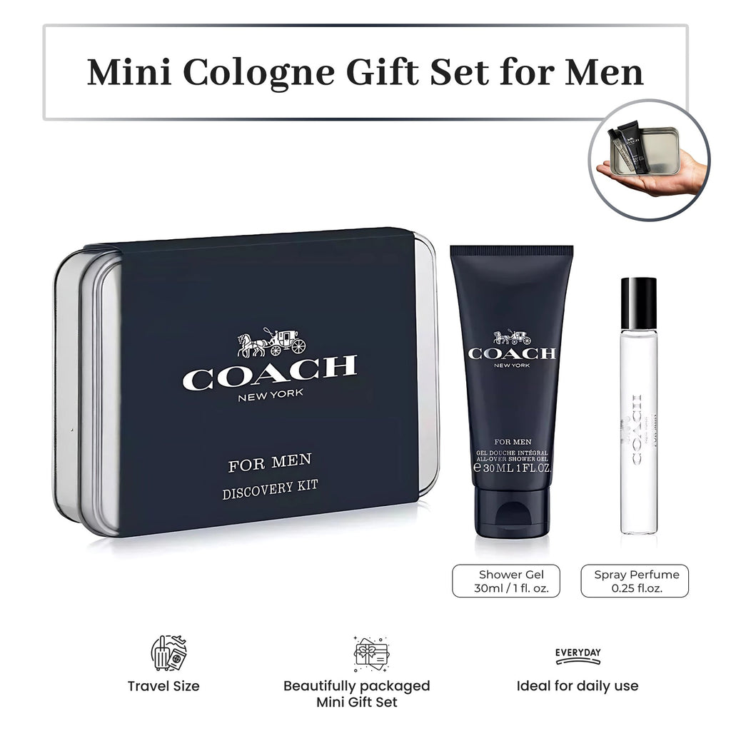 Coach Men New York Mini Gift Set – EDT Travel Spray (0.25 oz) & Shower Gel (1 oz)