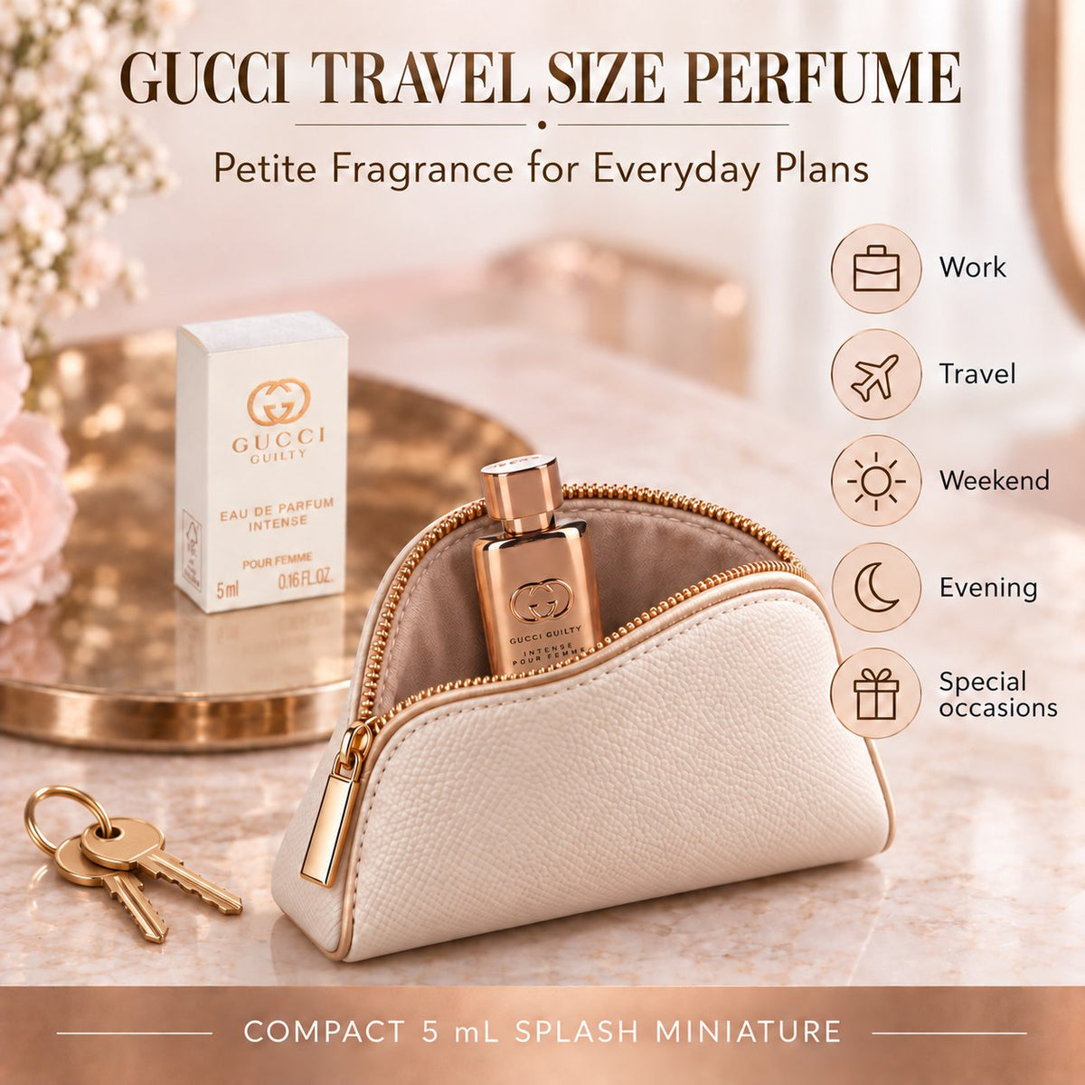 Gucci Guilty Perfume For Women Eau De Parfum Intense Mini Perfume Splash 0.16 Fl Oz