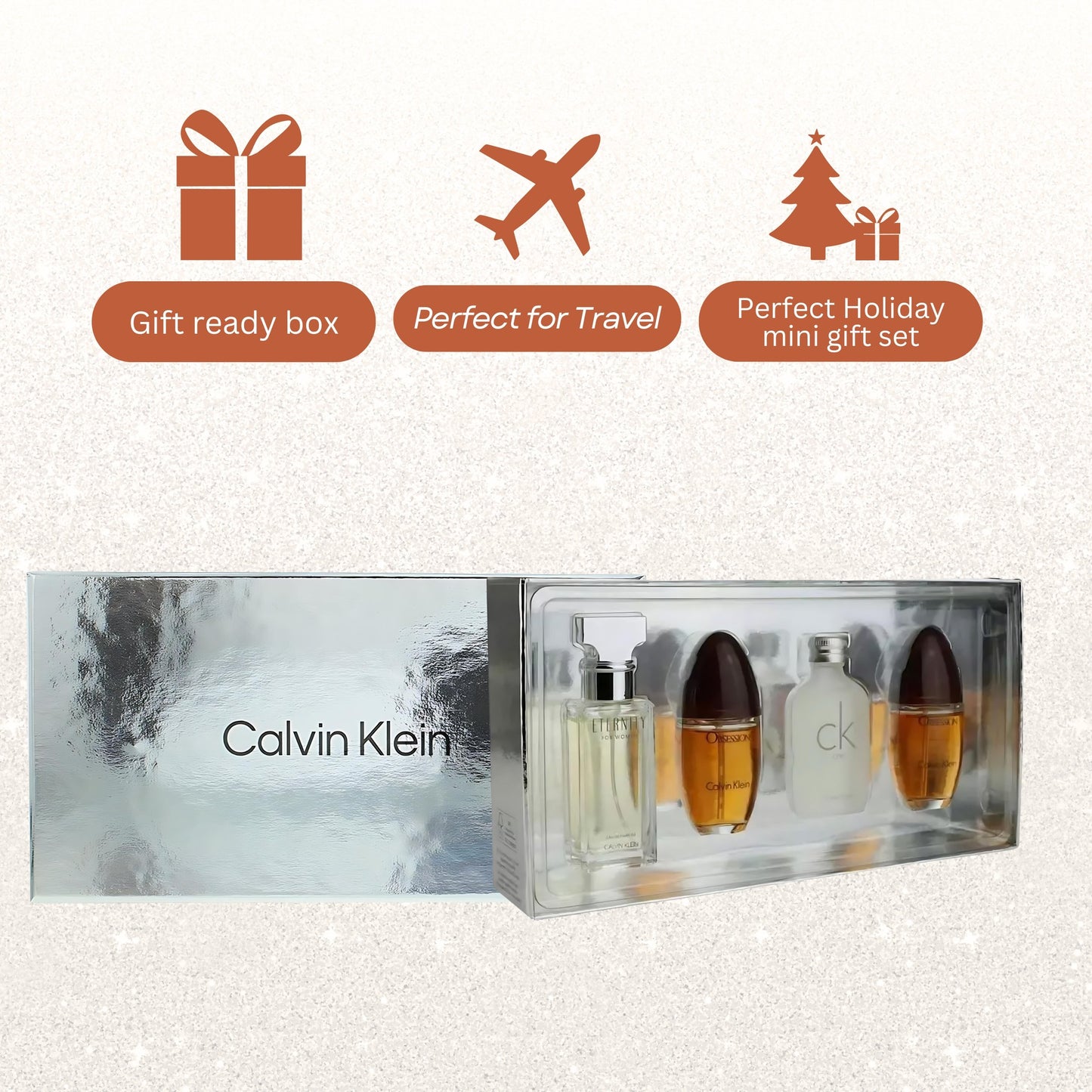 Calvin Klein 4 piece womens miniature Gift Set Eternity, Obsession, CK One NIB
