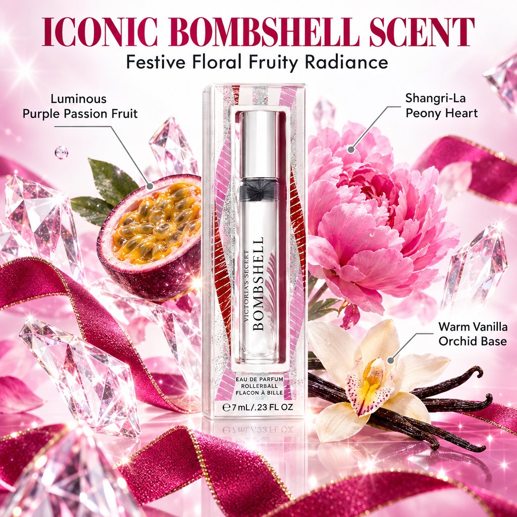 Victoria Secret BOMBSHELL HOLIDAY Eau de Parfum Rollerball 0.23 Fluid Ounce, 2019 Limited Edition