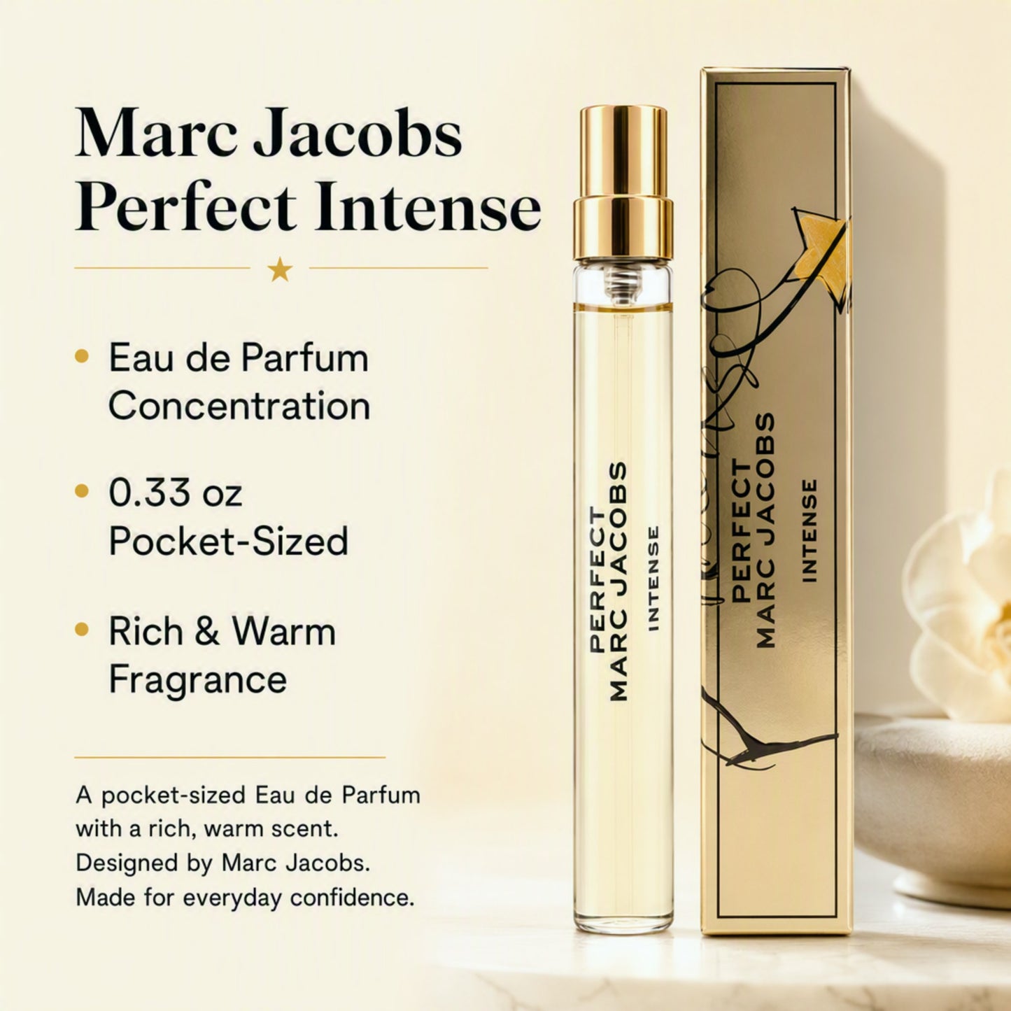 Marc Jacobs Perfect Intense Eau de Parfum for Women – Travel Spray (0.33 oz