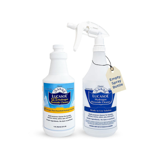 Lucasol Food Grade Hydrogen Peroxide 12% – 1 Quart (32 Fl Oz) with Spray Bottle