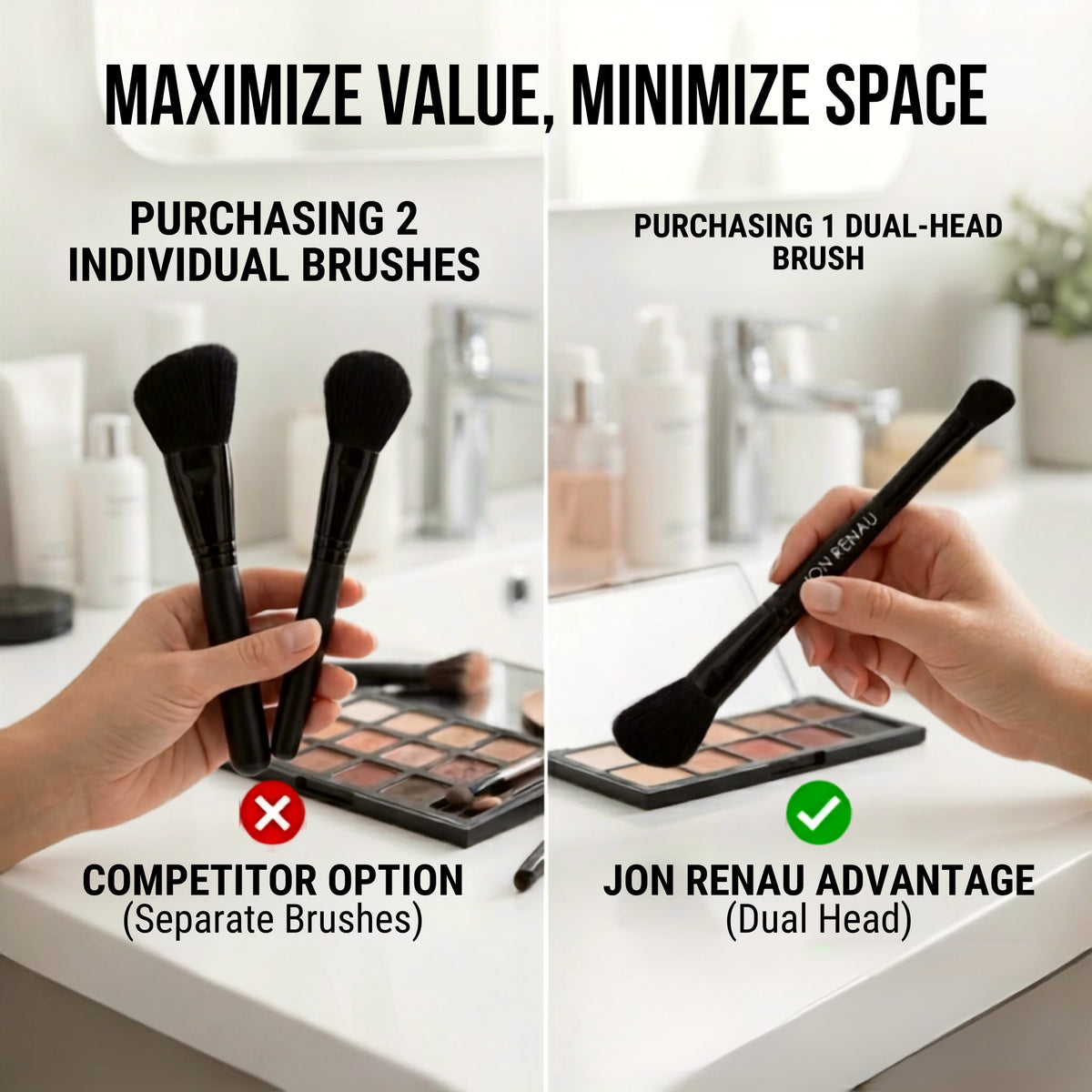 Jon Renau Applicator Cosmetic Brush for Makeup & Hair Powder Application