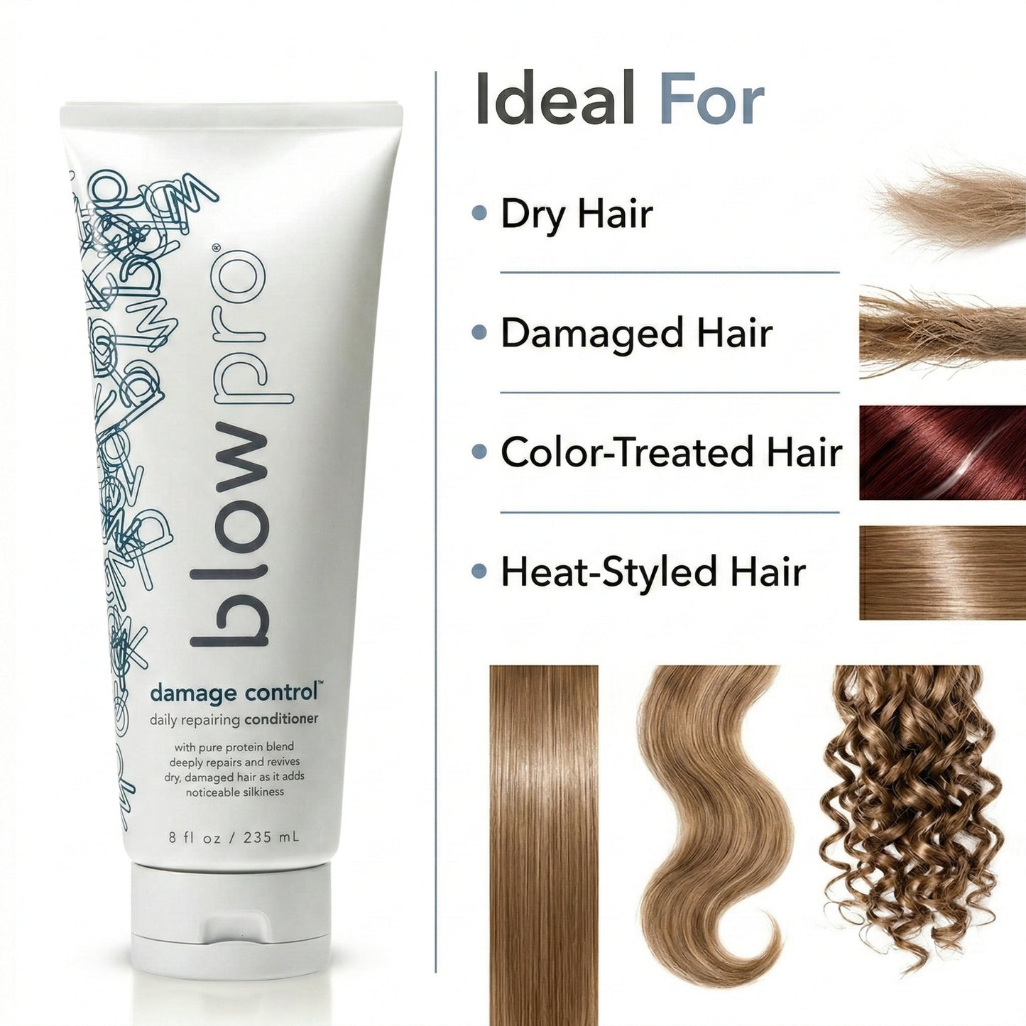 Blowpro Damage Control Daily Repairing Conditioner 8 oz – Deep Repair Conditioner for Dry & Damaged Hair
