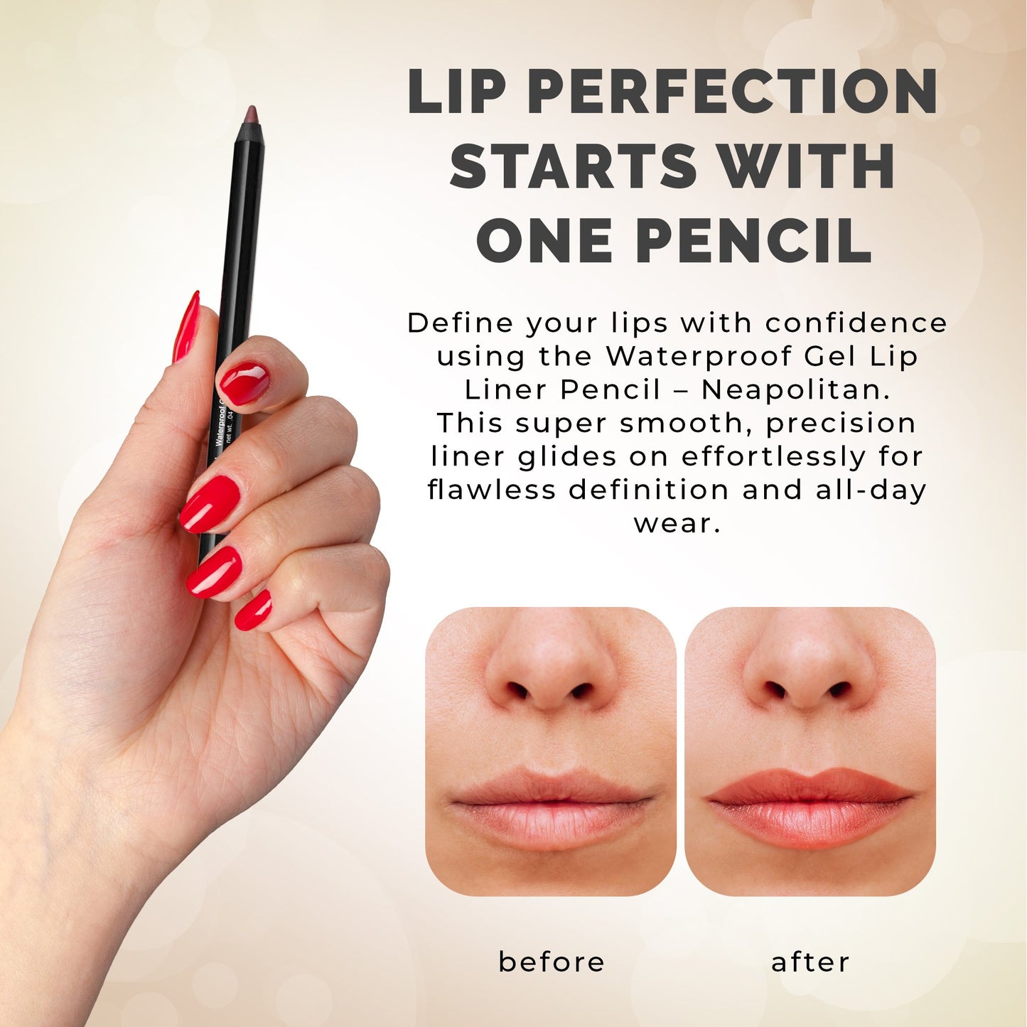 Waterproof Gel Lip Liner Pencil – Super Smooth Extra Long-Wear (Guava, 0.04 oz)