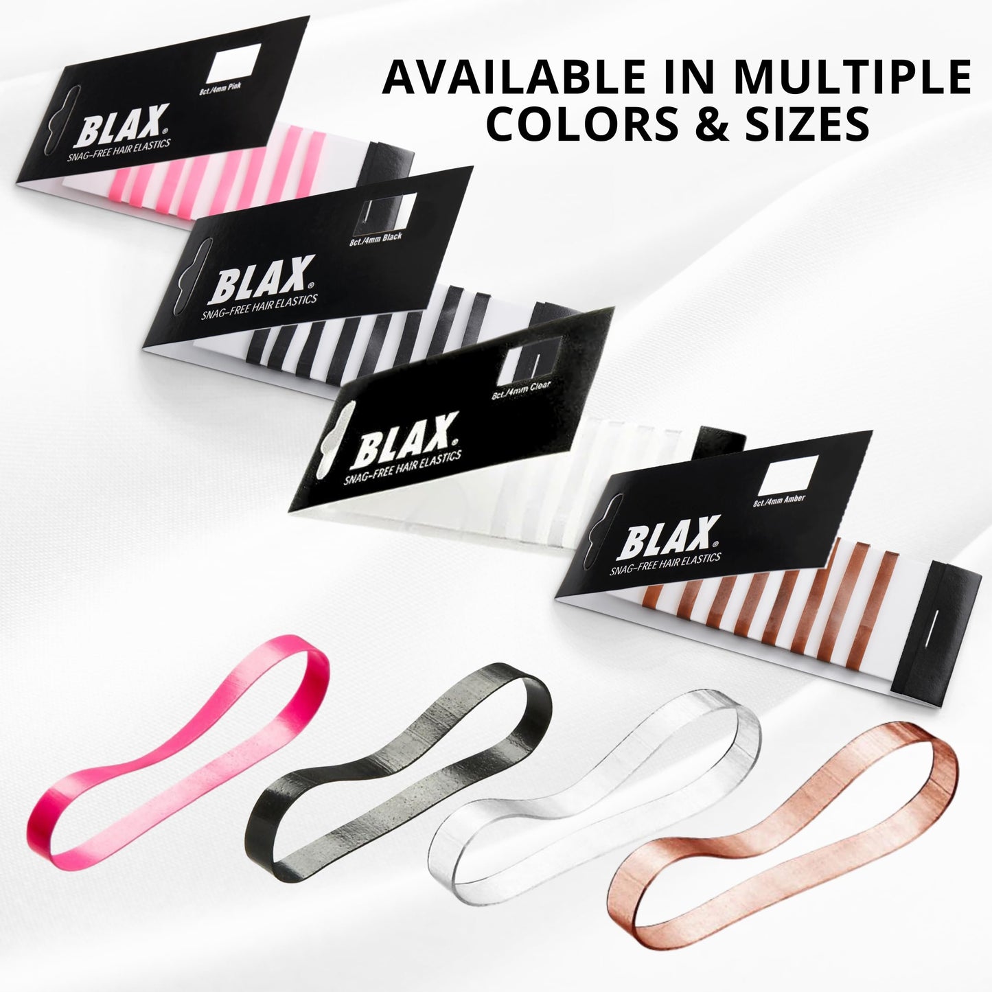 Blax Black Elastic Hair Ties - Snag-Free, Seamless, No-Damage Bands, 2mm 12 Count (2 Pack)