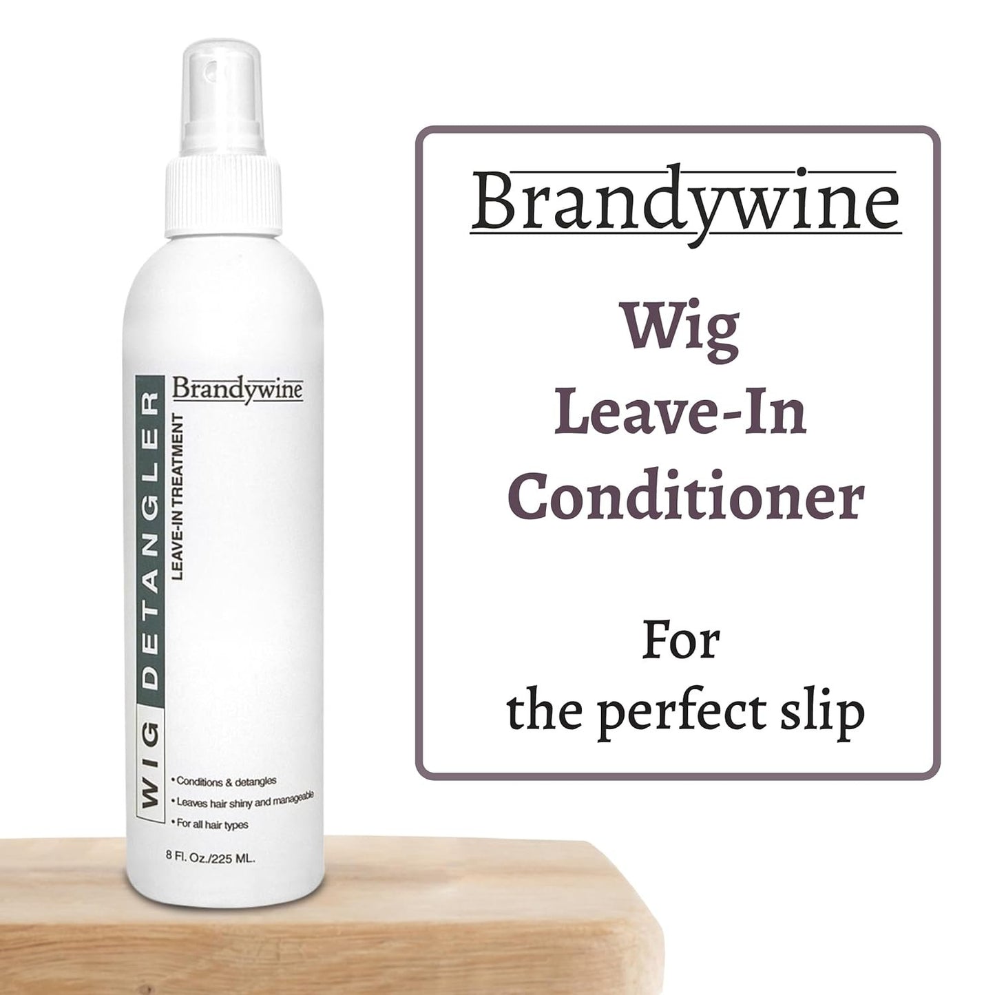 Brandywine Wig Detangler Spray - Leave In Conditioner for Synthetic & Human Hair Wigs, 8oz