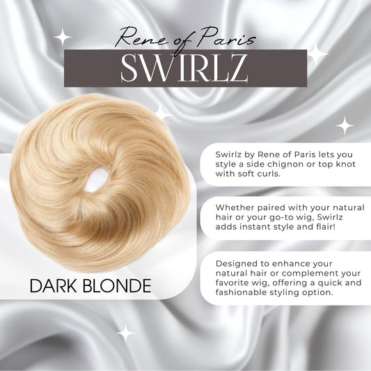 Rene of Paris Swirlz Messy Bun Hair Piece – Dark Blonde Synthetic Clip-In