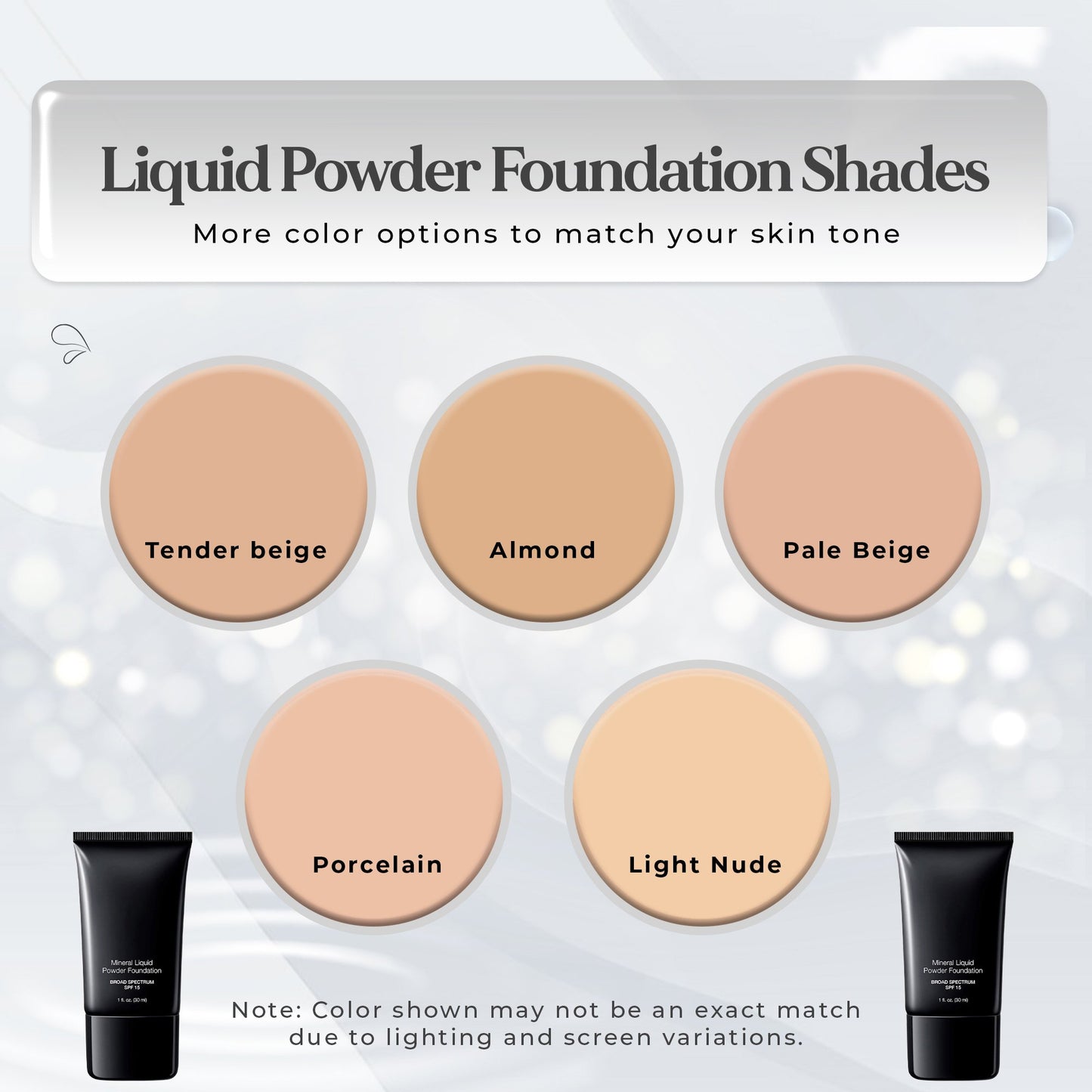Mineral Liquid Powder Foundation SPF 15 – Tender Beige (1 oz) Hypoallergenic