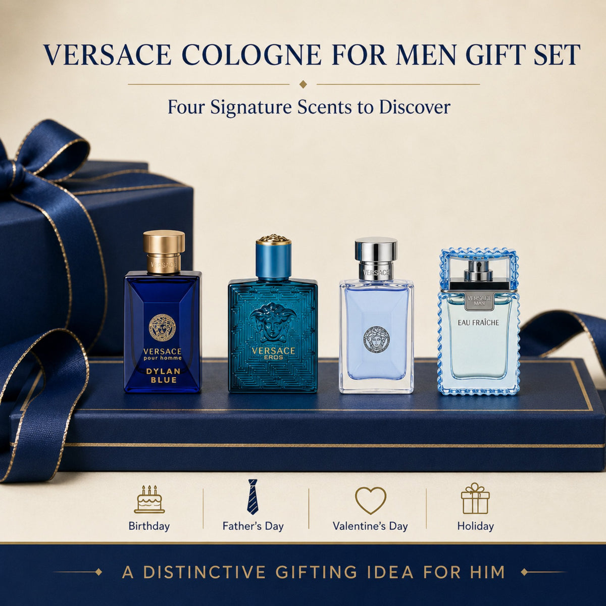Versace Cologne for Men Variety 4 Piece Mini EDT Travel Splash 0.17 Ounce