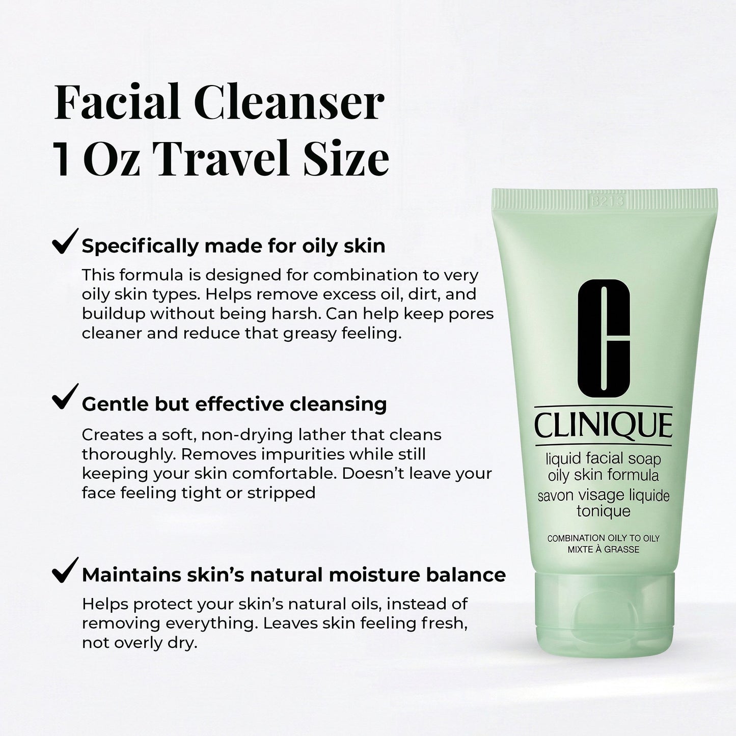 Clinique Liquid Facial Soap for Oily Skin – Travel Size Cleanser Set (3 x 1 oz)