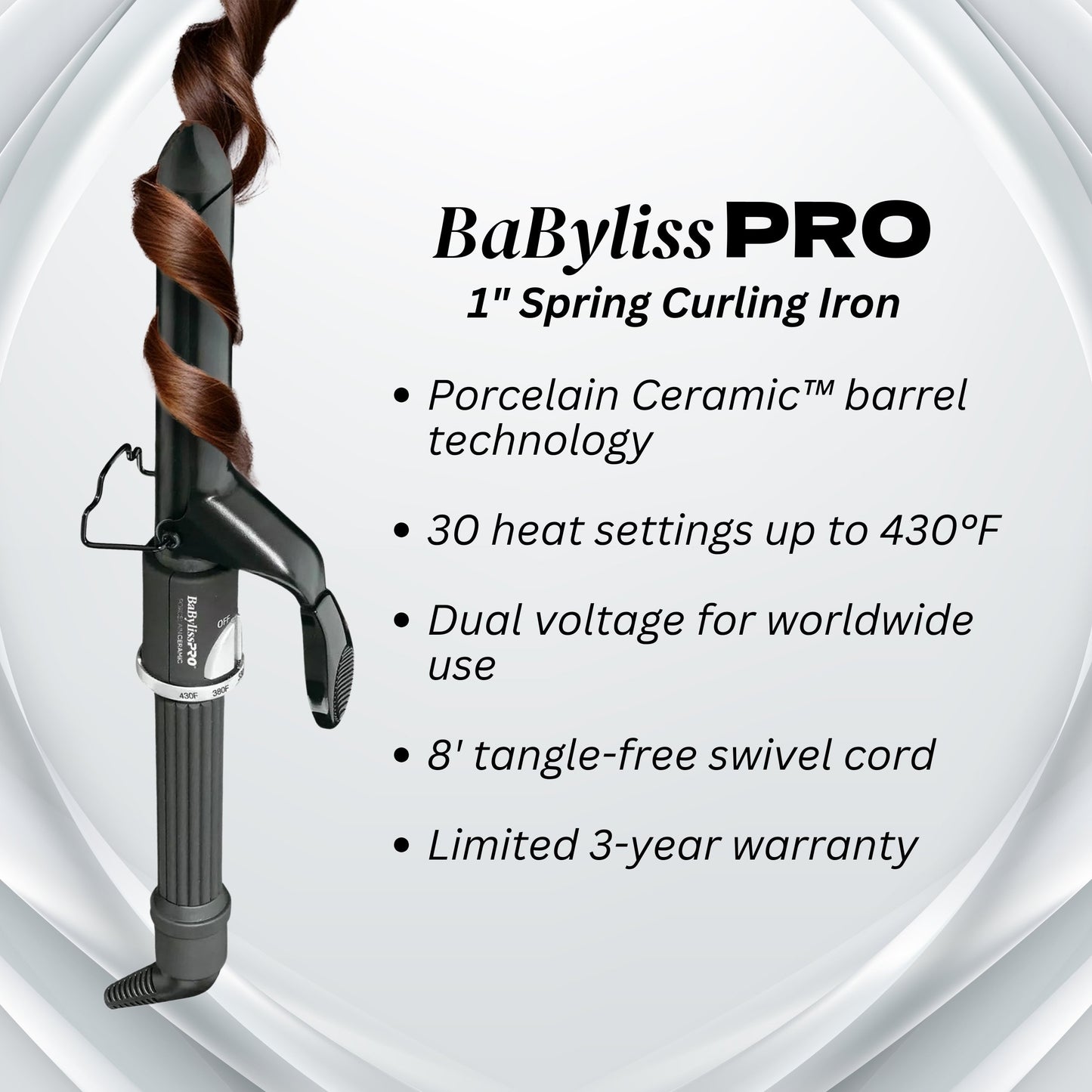 BaByliss PRO Porcelain Ceramic Flat Straightening & Curling Iron 1" Set BPPP3UC