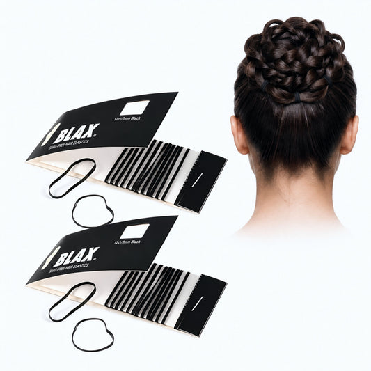 Blax Black Elastic Hair Ties – 2mm Snag-Free Seamless Hair Bands 12 Count (2 Pack)