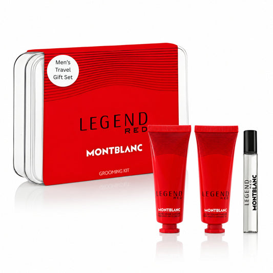Montblanc Legend Red Gift Set for Men – 3 Piece Set (7.5 ml EDP, Face Cream & Cleansing Gel)