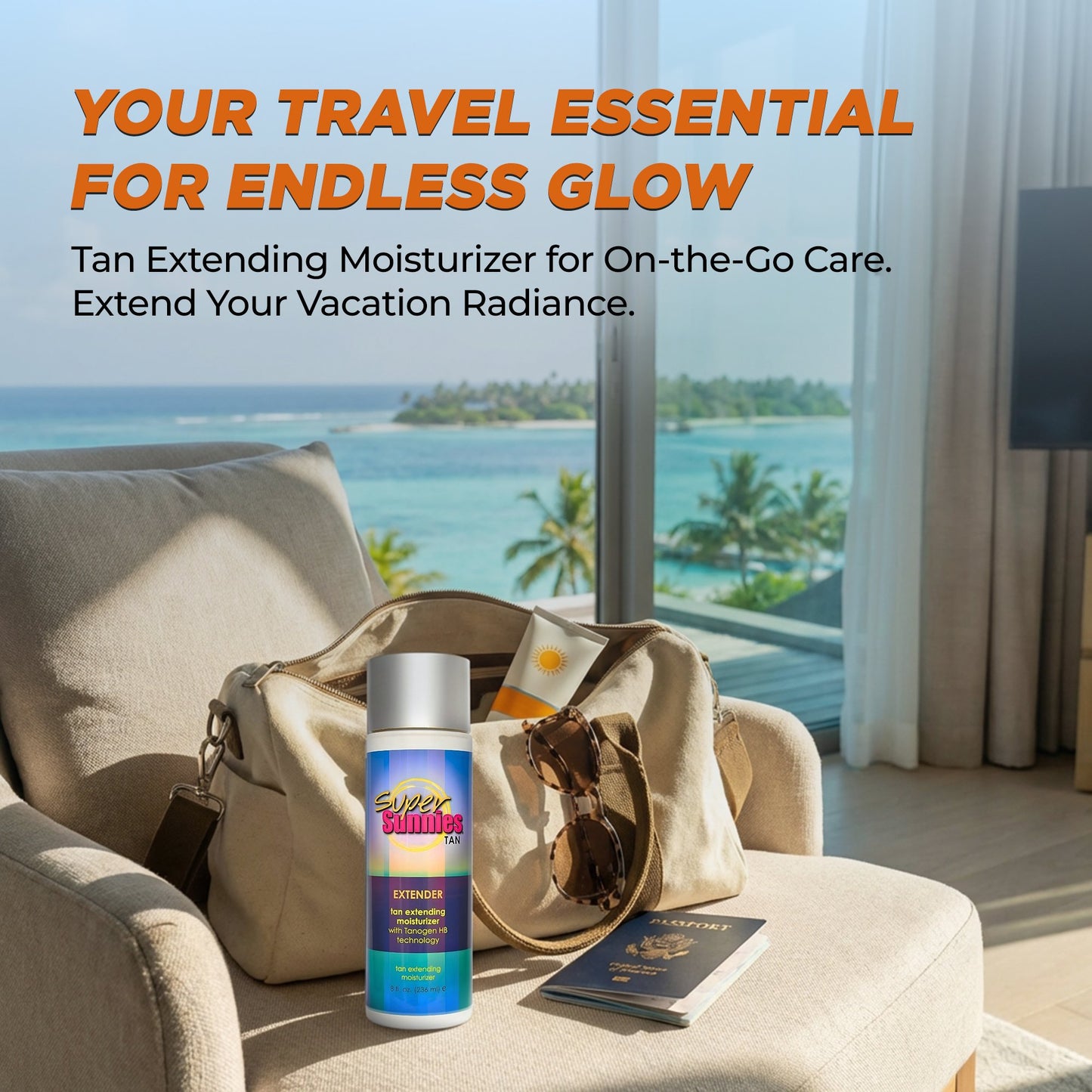 Super Sunnies Tan Extender Moisturizer Lotion with Tanogen HB – Indoor & Outdoor Tanning Lotion (8 oz)