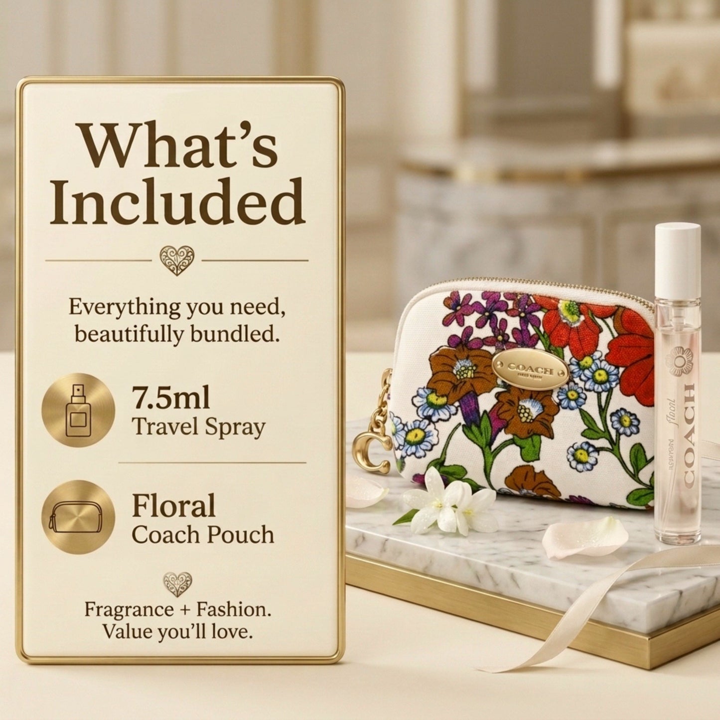 Coach Floral Perfume for Women EDP Mini Splash Travel Size Fragrance Gift Set